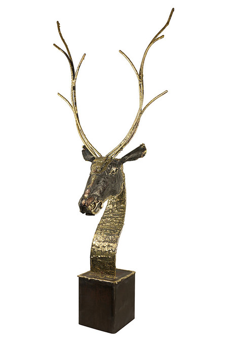 "Cerf" bronze - cuivre - acier - ht. 133 cm