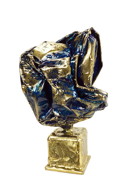 Compression - Bronze - acier - patine bleue - ht. 24 cm
