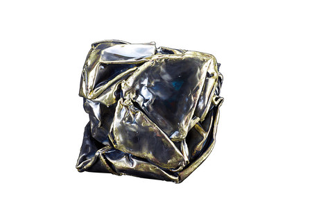 "Compression Philosophale" 01 - Laiton - acier - patine bleue et acier brut - Ht. 33 cm