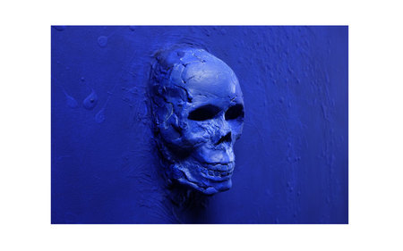 Exode bleu - VITRIOL sculpture sur toile
