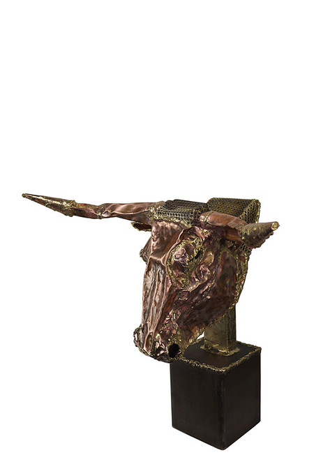 "Taureau" bronze - cuivre - acier - ht. 67 cm